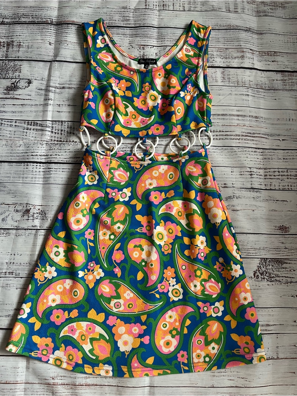 Smak Parlour Gettin Groovy Flower Power   Mini Dress Retro Hippie Go Go Vintage